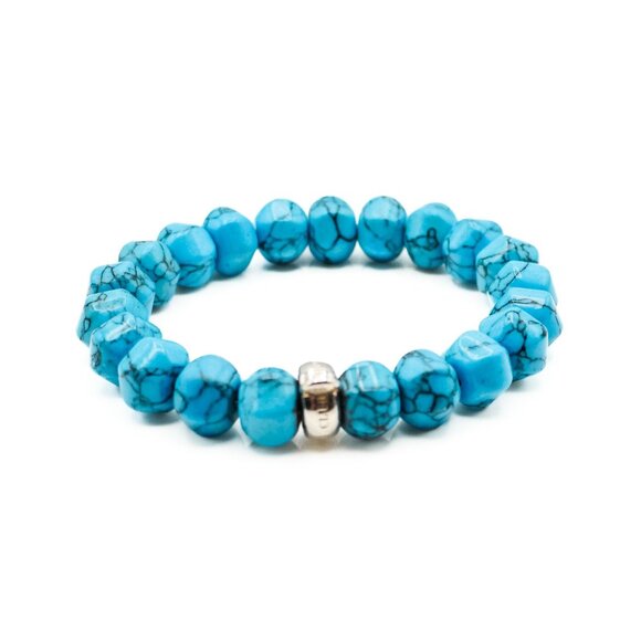 Thomas Sabo Simulated Turquoise Beaded Charm Carrier Bracelet 6.7 Inches - Picture 2 of 5